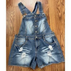 Bongo Overall Shorts Size L Distressed Denim Classic Style